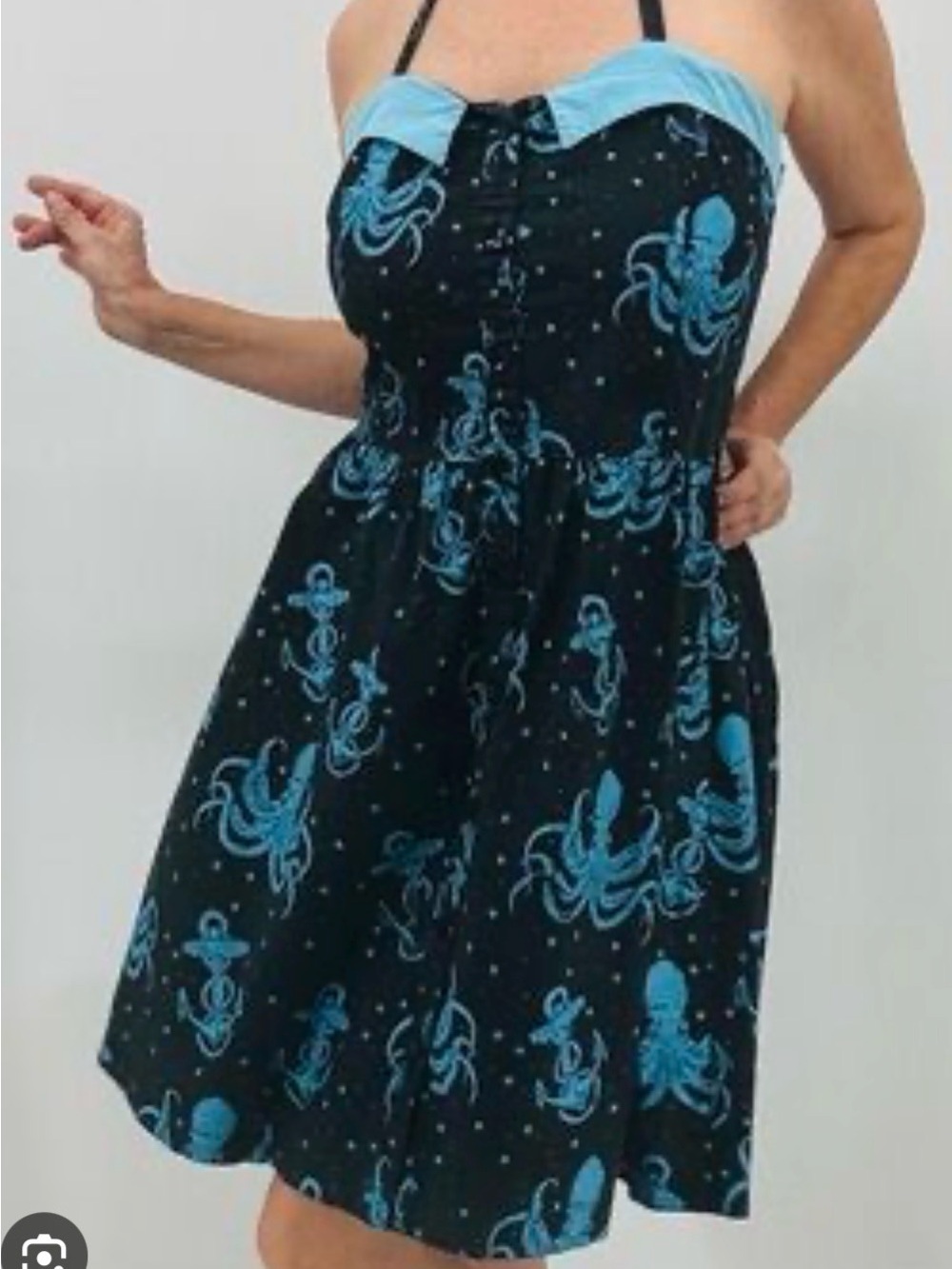 Sourpuss Black & Blue Out To Sea Octopus Dress Sz XL